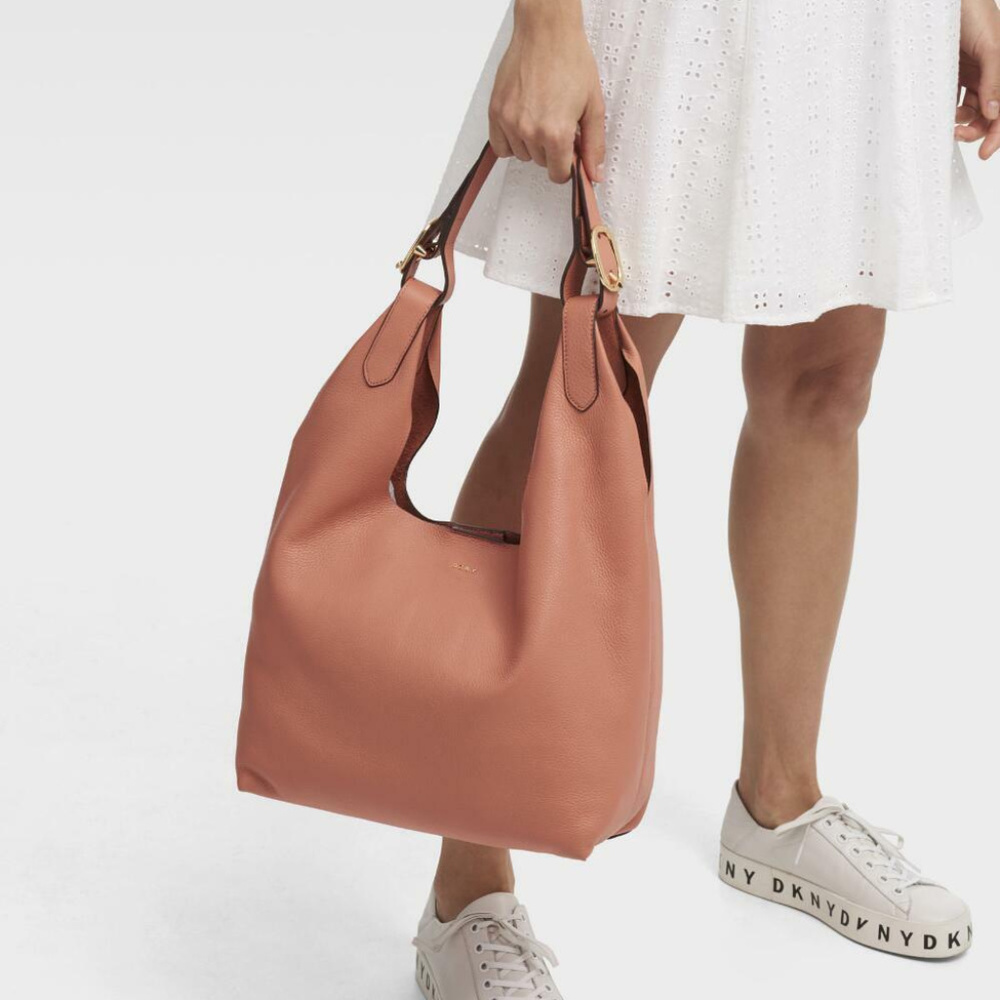 DKNY Wes Medium Hobo Coral Shoulder Bag Tote